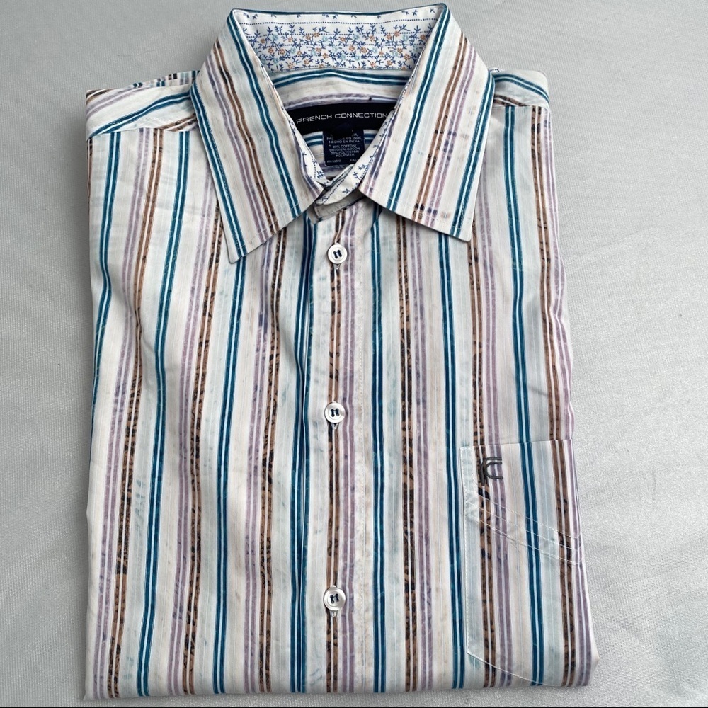French Connection multicolor stripe and pattern button down shirt